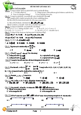 Đề thi thử giữa học kì 1 môn Toán 10